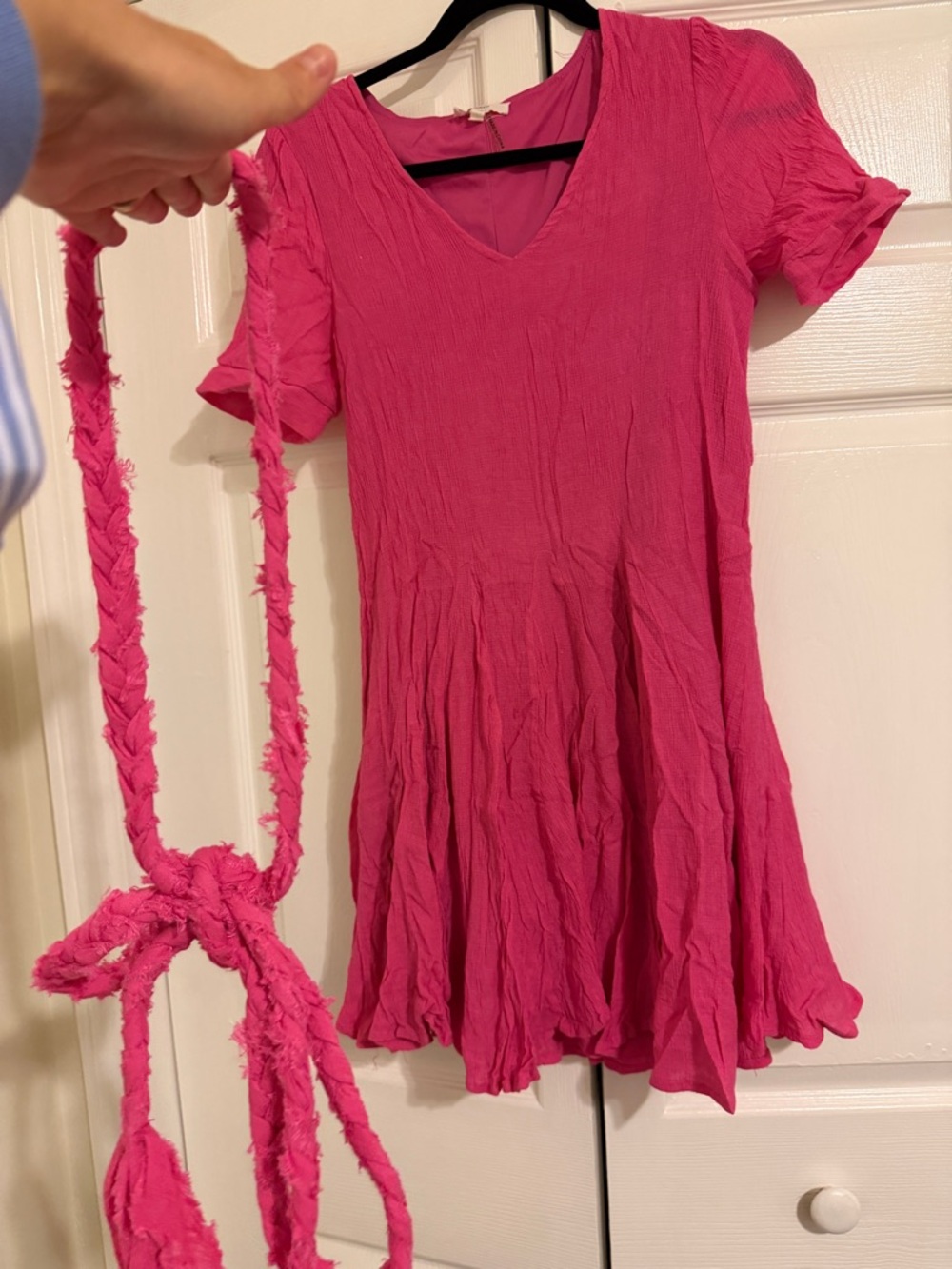 Entro Bright Pink Braid Belt Dress